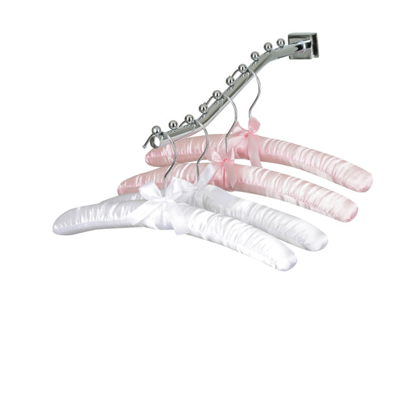 38cm White Satin Hangers w/Chrome Metal Hook- Sold in Bundle of 10/20/50