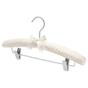38cm Ivory Satin Hanger w/Chrome Clips-Sold 10/20/50 - Mycoathangers