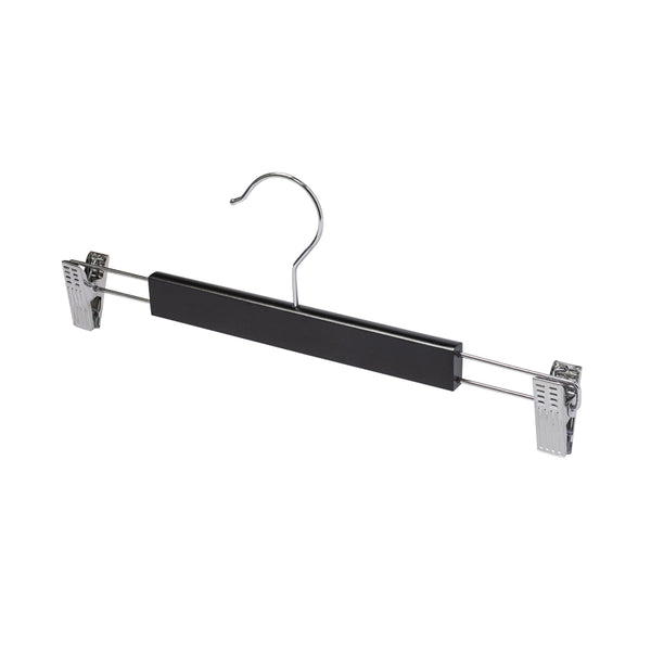 35.5cm Black Wooden Pant Hanger With Clips 12mm thick Sold in Bundle of 25/50/100 - Mycoathangers
