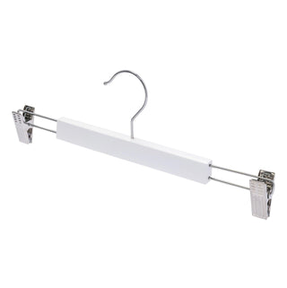 35.5cm White Wooden Pant Hanger With Clips 12mm thick Sold in Bundle of 25/50/100 - Mycoathangers
