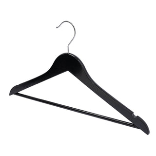 44.5cm Black Wooden Suit Hanger With Bar 12mm thick Sold in Bundle of 25/50/100 - Mycoathangers
