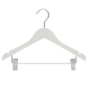 36cm White Wooden Baby Hangers W/Clips & Notches Sold in Bundles of 25/50/100