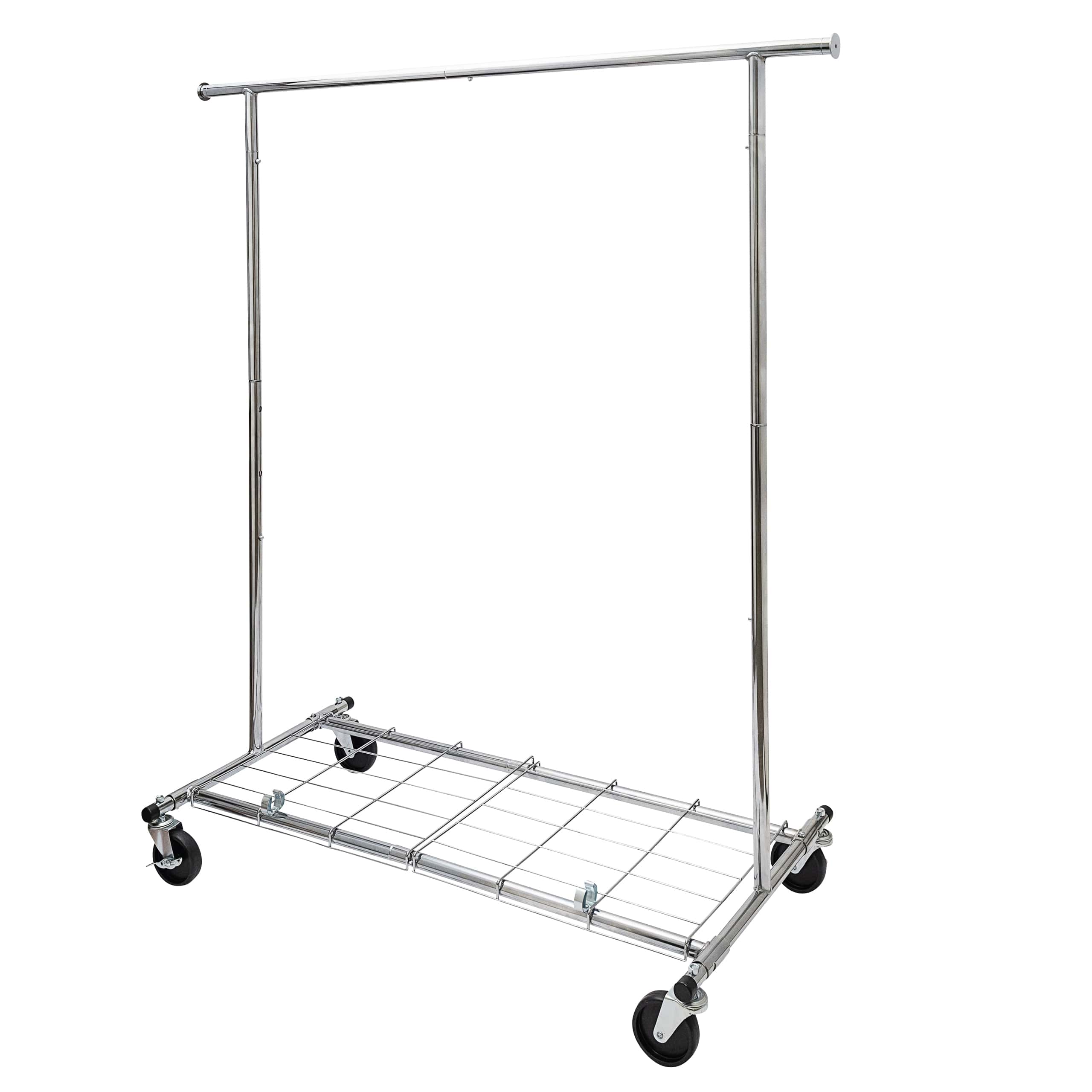 Home Essential Chrome Metal Rolling Garment Rack (80kgs Weight Capacity) & Removable Metal Bottom Screen Sold in 1/3