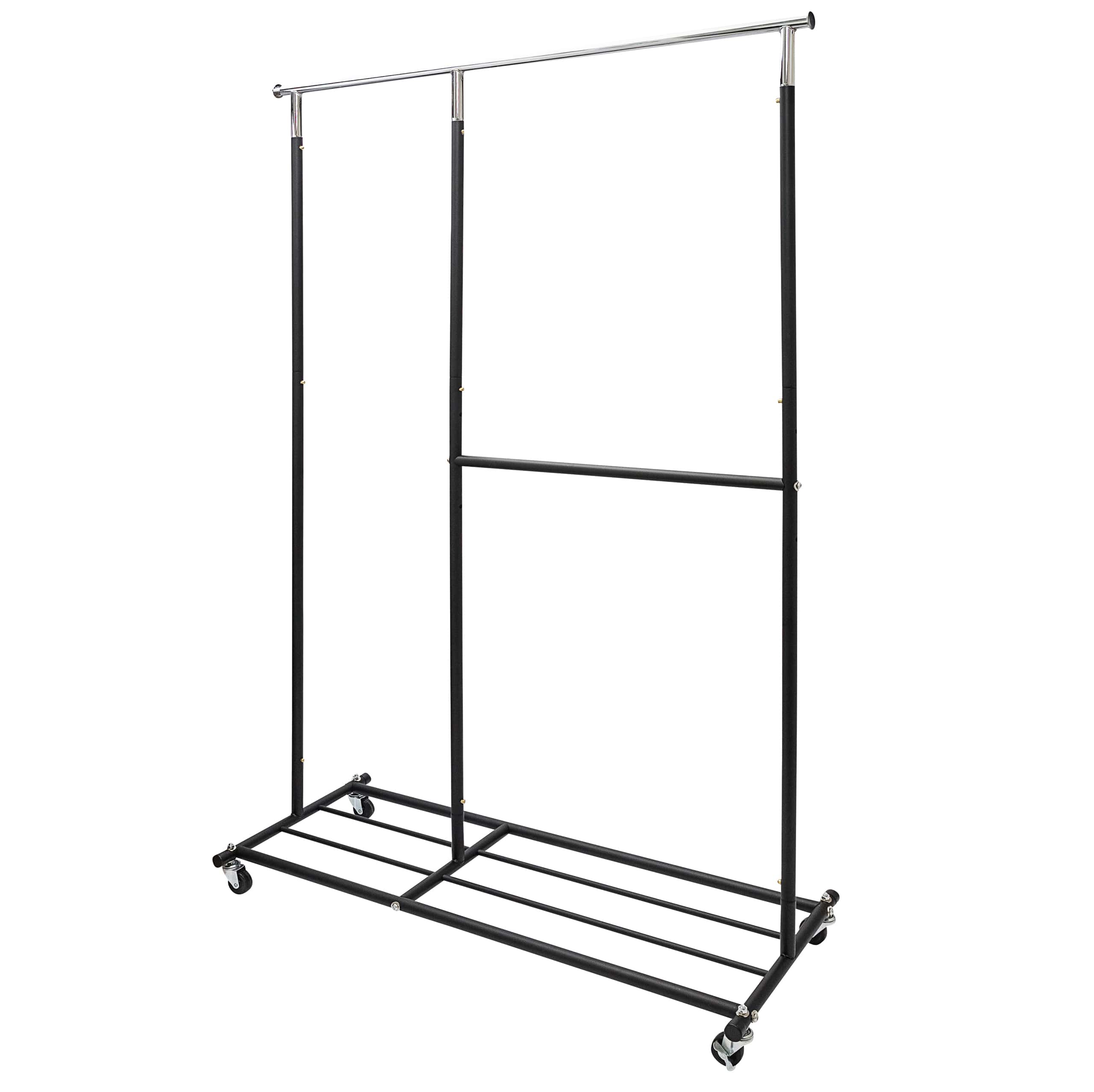 Home Essential Matte Black Metal Rolling Garment Rack (100kgs Weight Capacity) Sold in 1/3/5