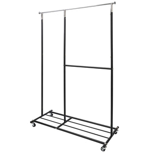 Home Essential Matte Black Metal Rolling Garment Rack (100kgs Weight Capacity) Sold in 1/3/5