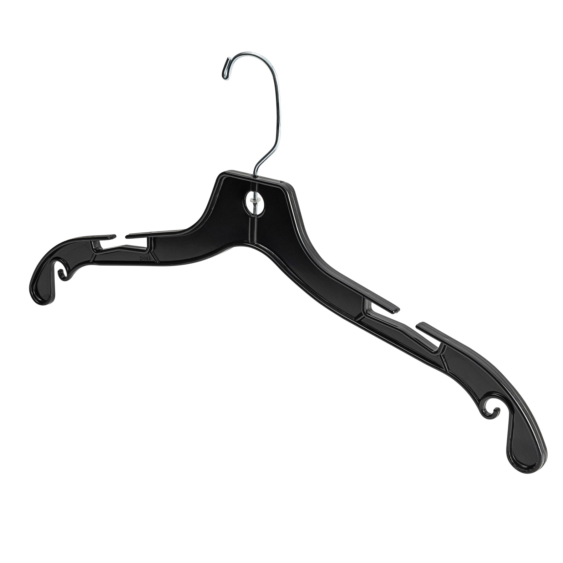 44cm Black Plastic Top Hanger Sold in Bundles of 25/50/100
