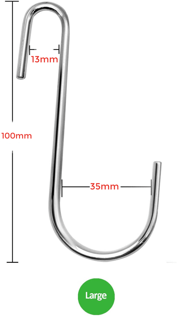 Large Size Heavy Duty S Metal Hooks - Silver Colour - 304 Stainless Steel with 4mm Thick - Mycoathangers