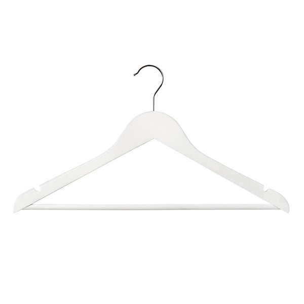 44.5cm White Wooden Suit Hanger With Bar 12mm thick Sold in Bundle of 25/50/100 - Mycoathangers