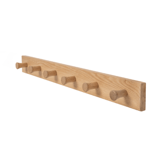 Solid Oak Wood Wall Coat Rack/Hanger With 6 Extra Thick Non Slip Pegs (92cm Long) - Mycoathangers