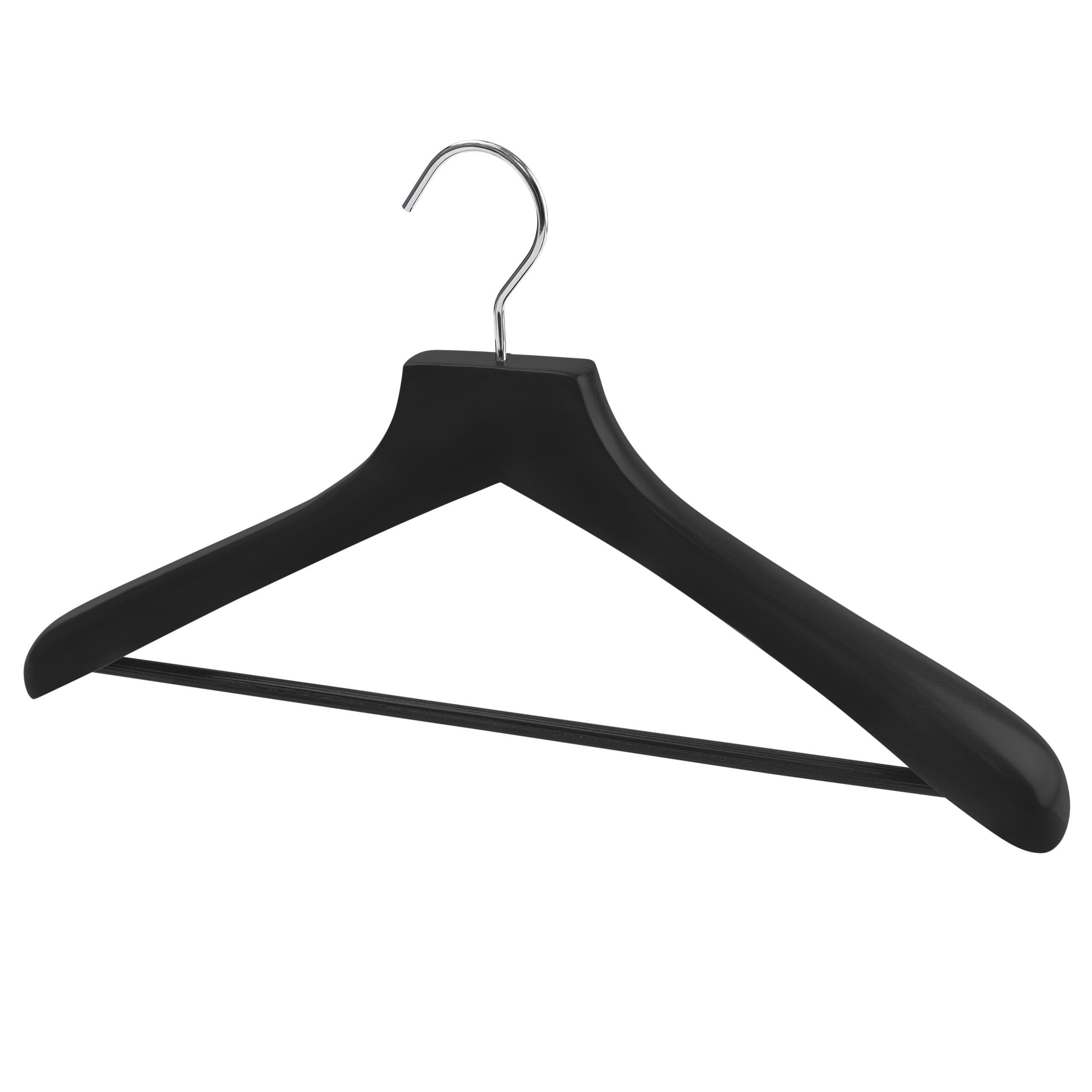 46cm Premium Black Wooden Suit Hanger With Bar 50mm thick Sold 2/6/10/