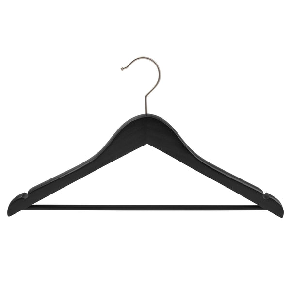 44.5cm Premium Black Wood Hanger With Bar 20mm Thick Sold in 10/20/50 - Mycoathangers