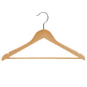 44.5cm Natural Wooden Suit Hanger With Bar 14mm thick With Extra Soft Non Slip Rubber On Shoulders & Wood Pant Bar Sold in 25/50/100 - Mycoathangers