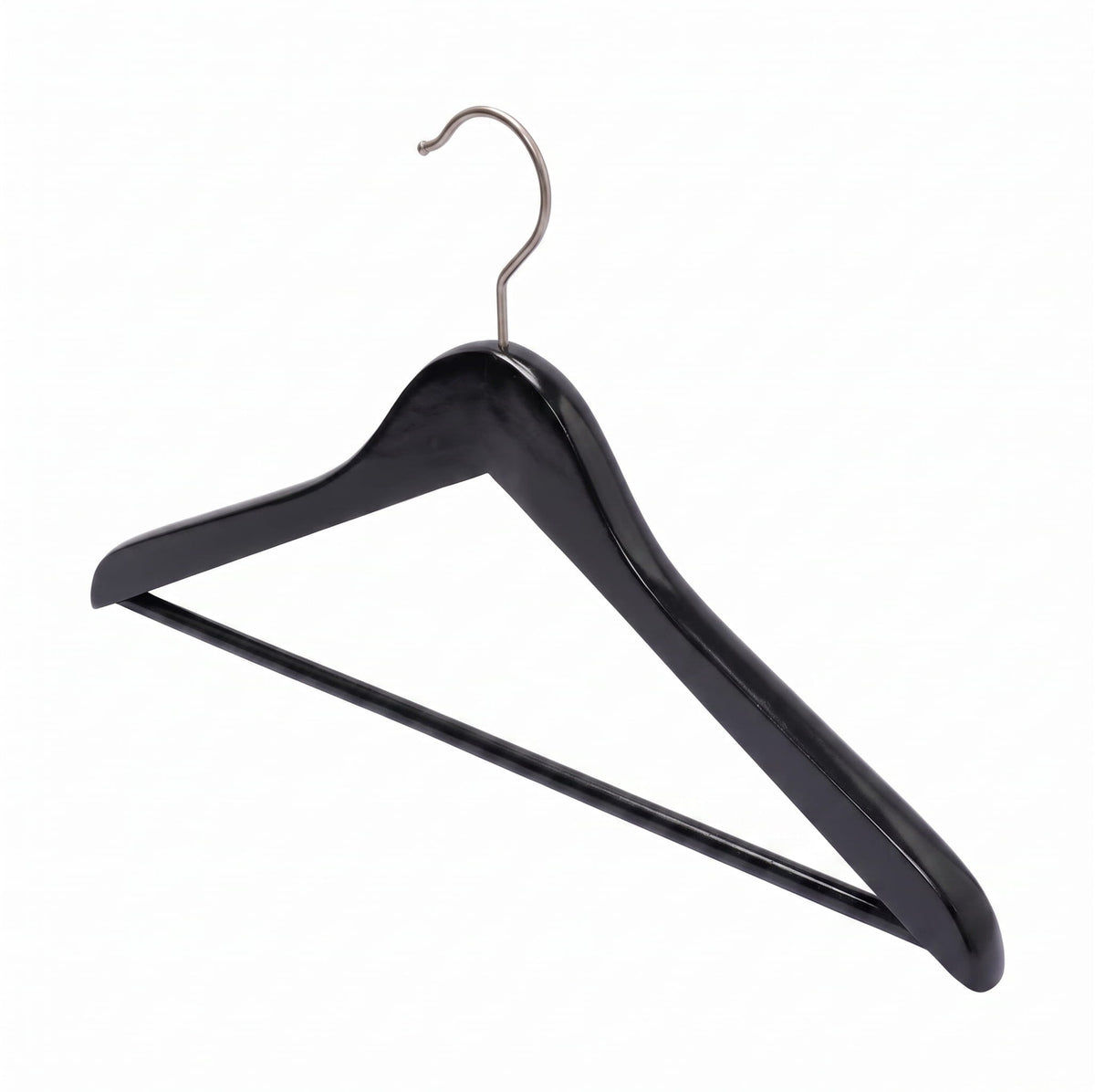 44.5cm Premium Black Wood Hanger With Bar 20mm Thick Sold in 10/20/50