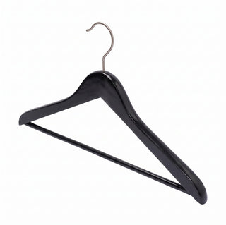 44.5cm Premium Black Wood Hanger With Bar 20mm Thick Sold in 10/20/50