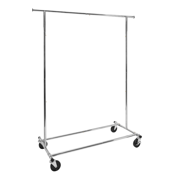Shop Essential Chrome Metal Rolling Garment Rack - Commercial Grade (150kgs Weight Capacity) Sold in 1/3