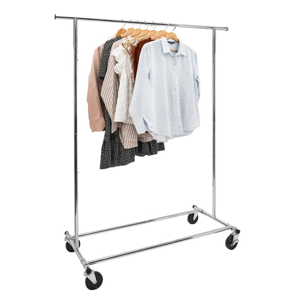 Home Essential Chrome Metal Rolling Garment Rack (100kgs Weight Capacity) Sold in 1/5
