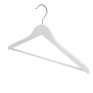 44.5cm White Wooden Suit Hanger With Bar 12mm thick Sold in Bundle of 25/50/100 - Mycoathangers
