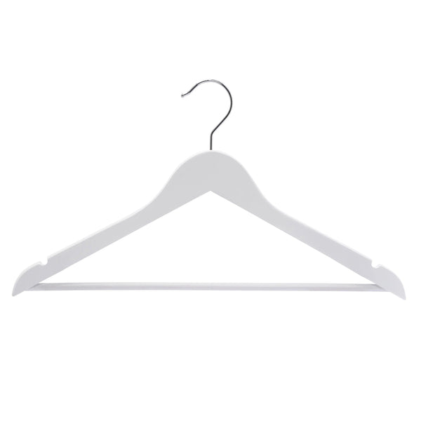 white hanger against a white background