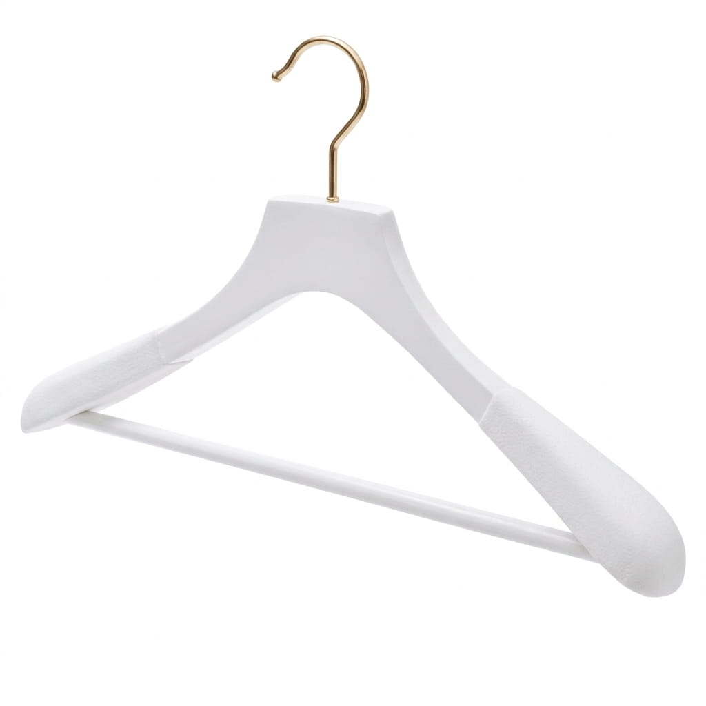 45cm Premium White Wood Bridal Wear Hanger With White Velvet Coating on 50mm Thick Shoulders Sold 2/6/10/20