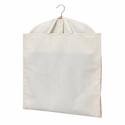 Beige fabric garment cover bag with hanger for clothes storage and protection