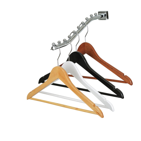 44.5cm Black Wooden Suit Hanger With Bar 12mm thick Sold in Bundle of 10/20/50/100