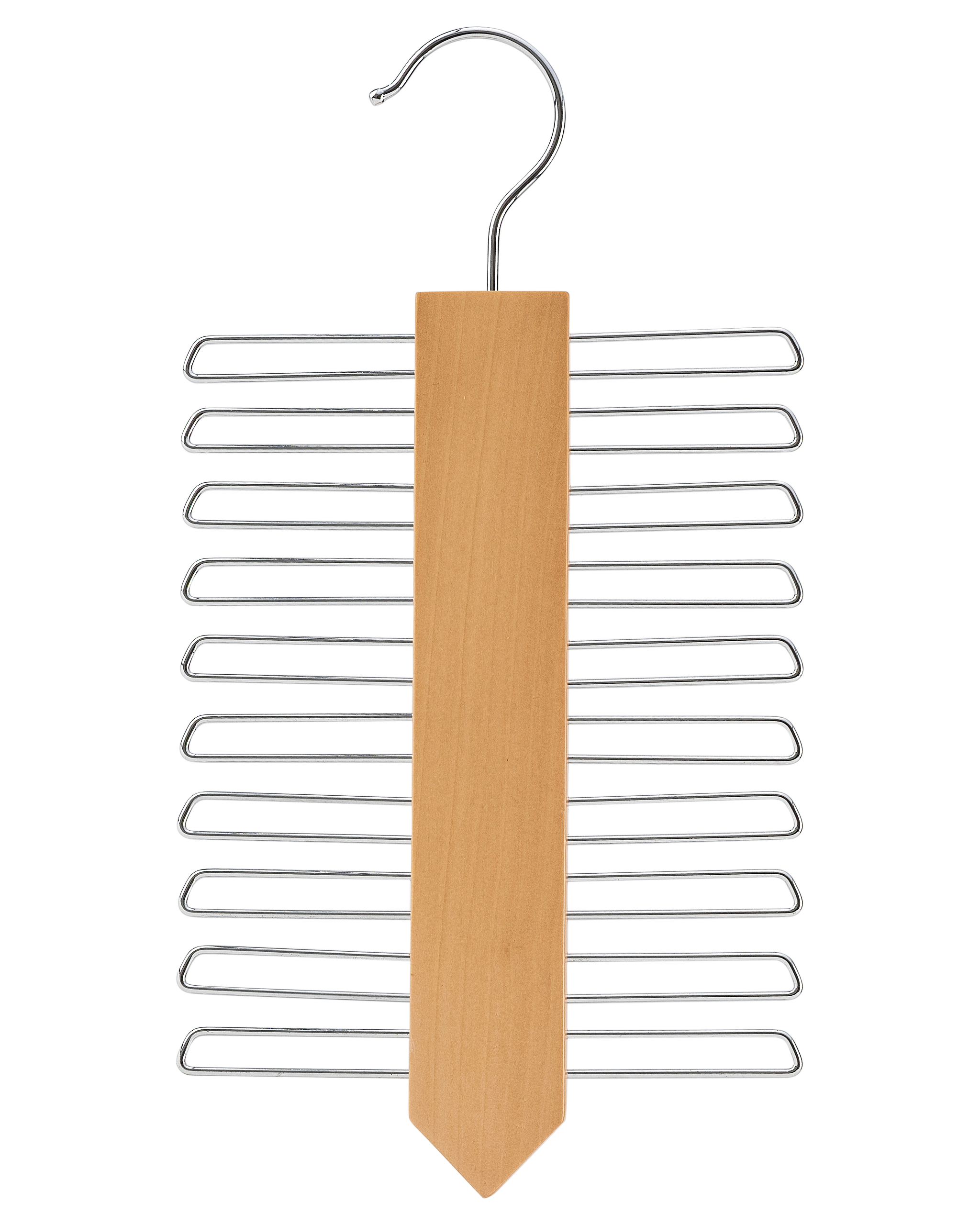 Metal hanger with wooden base on a white background