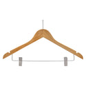 44.5cm Natural Wooden Anti-Theft Hanger With Clips (Without Hook) 12mm thick Sold in Bundle of 25/50/100 - Mycoathangers