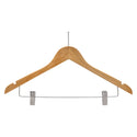 17'' Natural Wooden Anti-Theft Hanger With Clips (Without Hook) 12mm thick Sold in Bundle of 25/50/100