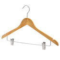 17'' Natural Wooden Combination Hanger With Clips 12mm thick Sold in Bundle of 25/50/100