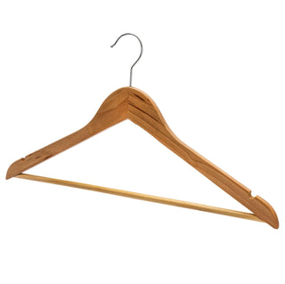44.5cm Natural Wooden Suit Hanger With Bar 12mm thick Sold in Bundle of 20/50/100 - Mycoathangers