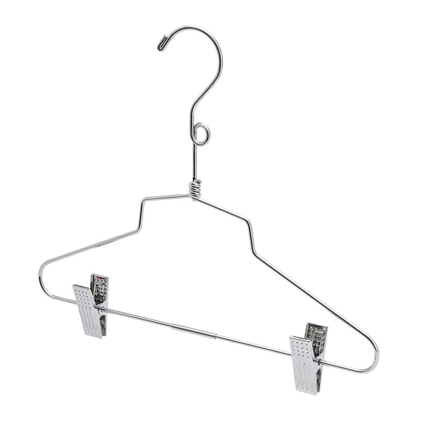 30.5cm Kid Size Chrome Metal Combination Hanger (3.5mm thick) With Clips Sold in Bundles of 25/50/100 - Mycoathangers