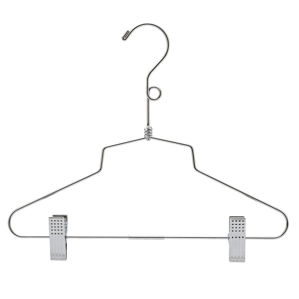 30.5cm Kid Size Chrome Metal Combination Hanger (3.5mm thick) With Clips Sold in Bundles of 25/50/100 - Mycoathangers