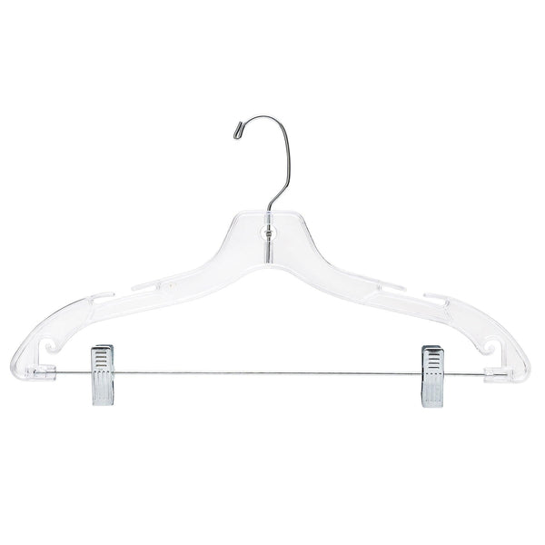 44cm Clear Plastic Combination Hanger (100% transparent) Sold in Bundles of 25/50/100 - Mycoathangers