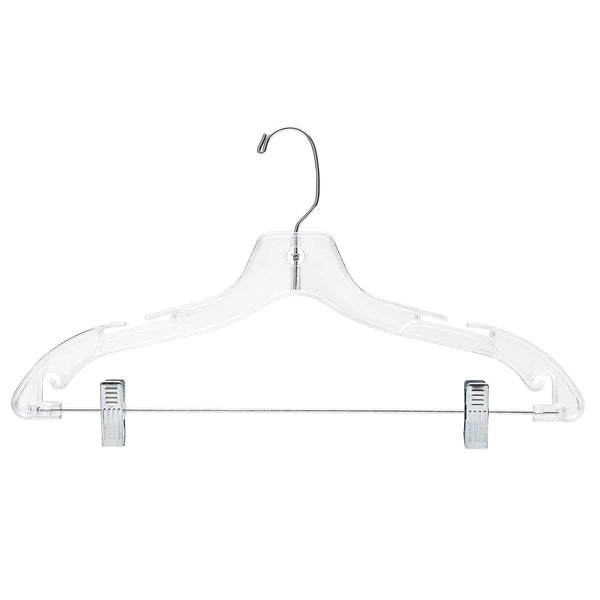 17'' Clear Plastic Combination Hanger (100% transparent) Sold in Bundles of 25/50/100