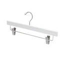 14'' White Wooden Pant Hanger With Clips Sold in Bundle of 25/50/100