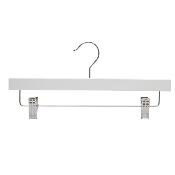35.5cm White Wooden Pant Hanger With Clips Sold in Bundle of 20/50/100