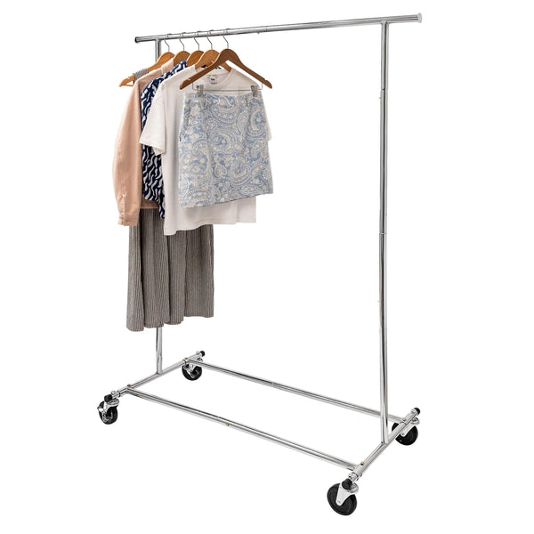 Home Essential Chrome Metal Rolling Garment Rack (100kgs Weight Capacity) Sold in 1/5 - Mycoathangers