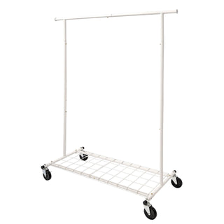 Home Essential Matte White Metal Rolling Garment Rack (100kgs Weight Capacity) & Removable Metal Bottom Screen Sold in 1/5