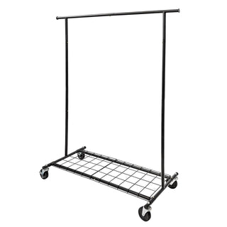 Home Essential Matte Black Metal Rolling Garment Rack (100kgs Weight Capacity) & Removable Metal Bottom Screen Sold in 1/5 - Mycoathangers