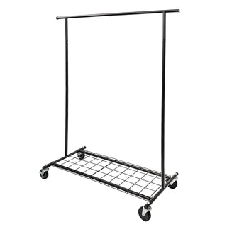 Home Essential Matte Black Metal Rolling Garment Rack (100kgs Weight Capacity) & Removable Metal Bottom Screen Sold in 1/5