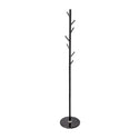 Home Deluxe Heavy Duty Coat Stand Matte Black Metal & Thick Aluminium 8 Pegs With Solid Marble Base - Mycoathangers