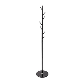 Home Deluxe Heavy Duty Coat Stand Matte Black Metal & Thick Aluminium 8 Pegs With Solid Marble Base - Mycoathangers