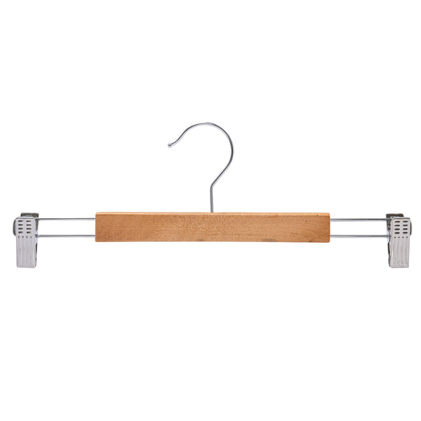 35.5cm Natural Wooden Pant Hanger With Clips 12mm thick Sold in Bundle of 10/20/50/100