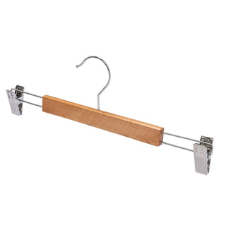 35.5cm Natural Wooden Pant Hanger With Clips 12mm thick Sold in Bundle of 25/50/100 - Mycoathangers