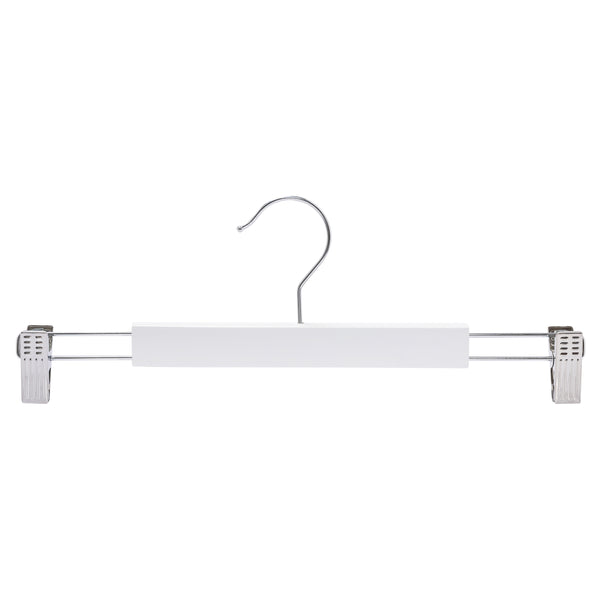 35.5cm White Wooden Pant Hanger With Clips 12mm thick Sold in Bundle of 25/50/100