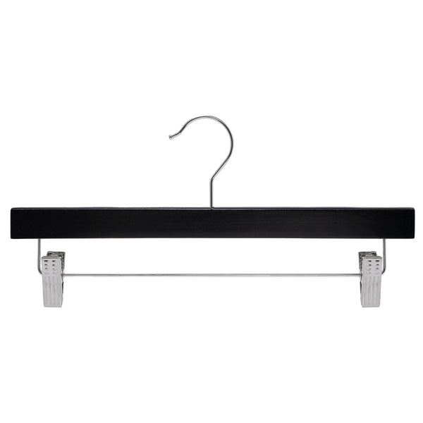 35.5cm Black Wooden Pant Hanger With Clips Sold in Bundle of 10/20/50/100