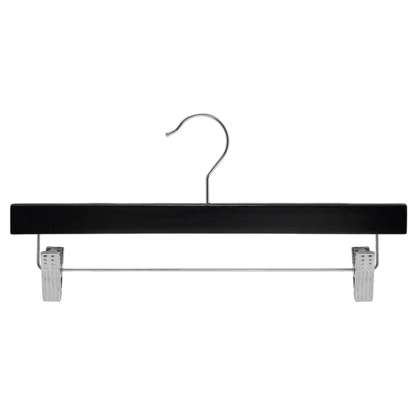 35.5cm Black Wooden Pant Hanger With Clips Sold in Bundle of 25/50/100