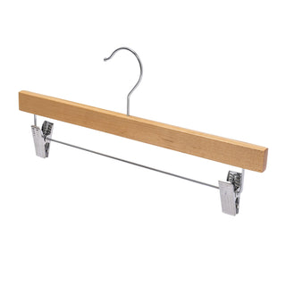 35.5cm Natural Wooden Pant Hanger With Clips Sold in Bundle of 25/50/100 - Mycoathangers