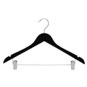 44.5cm Black Wooden Combination Hanger With Clips 12mm thick Sold in Bundle of 10/20/50/100