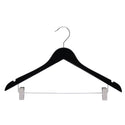 44.5cm Black Wooden Combination Hanger With Clips 12mm thick Sold in Bundle of 25/50/100